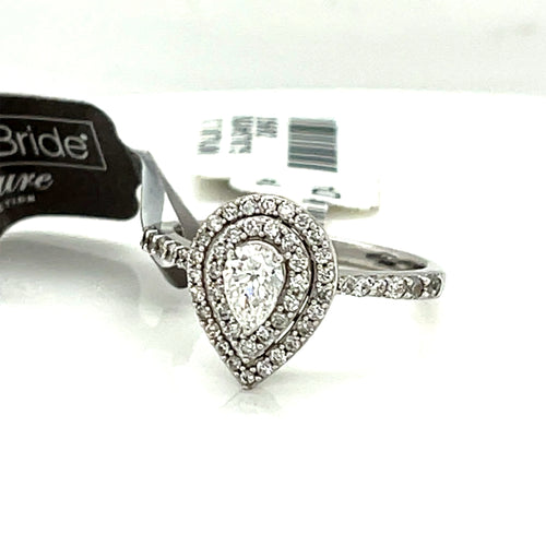14k White Gold .075 CT Pear Shape Diamond Engagement Ring, 3.9gm