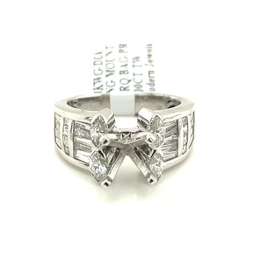 14k white Gold 2.00 CT Diamond Engagement Ring Mounting, 7.1gm