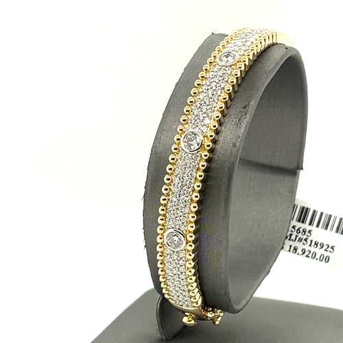 14k Yellow Gold 2.25CT Diamond Ladies Bangle Bracelet, 16.3gm,