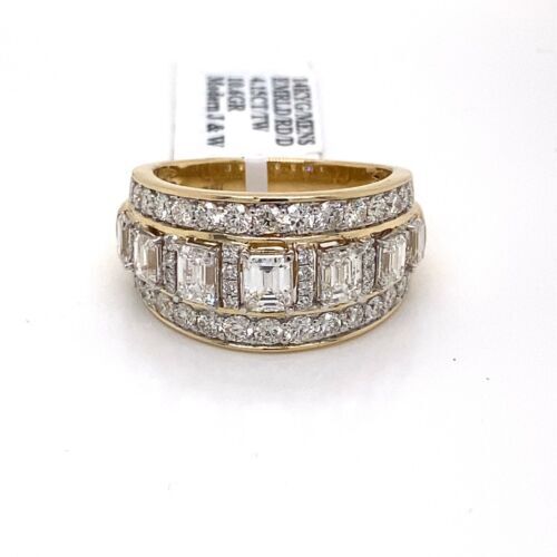 14k Yellow Gold 4.15 CT Diamond Men's Ring, 10.6g, Size 10.5