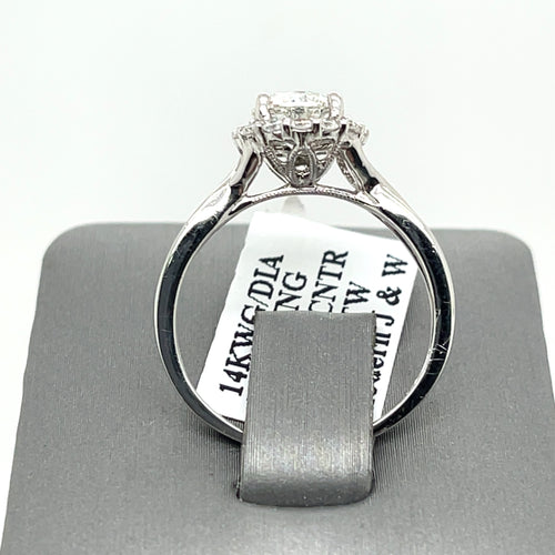 14k White Gold 1.50 CT Diamond Halo Engagement Ring, 2.5gm, Size 6.5