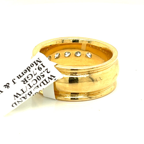 14k Yellow Gold 2.50 CT Diamond Men's Wedding Band, 19.7g, Size 10.25