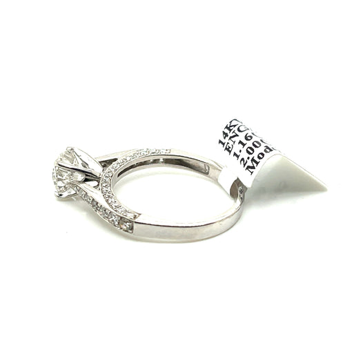 14k White Gold 2.00 CT Diamond Engagement Ring, 2.9g, Size 6.75,