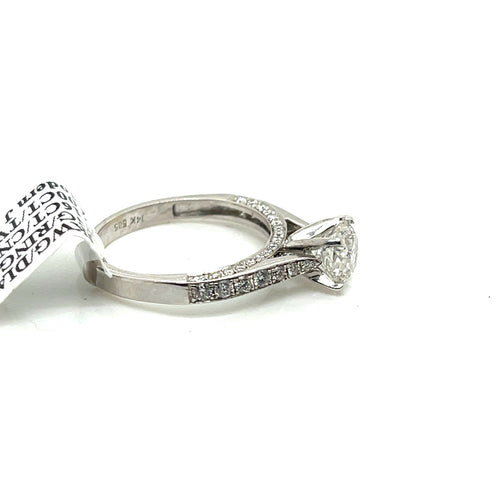 14k White Gold 2.00 CT Diamond Engagement Ring, 2.9g, Size 6.75,