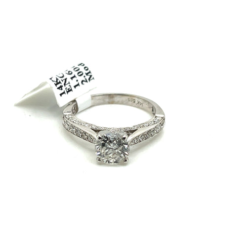 14k White Gold 2.00 CT Diamond Engagement Ring, 2.9g, Size 6.75,