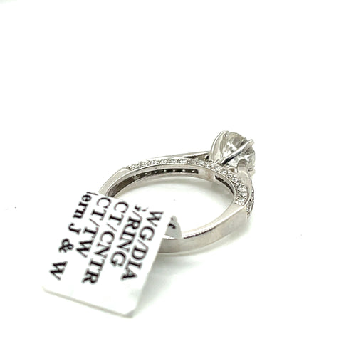 14k White Gold 2.00 CT Diamond Engagement Ring, 2.9g, Size 6.75,