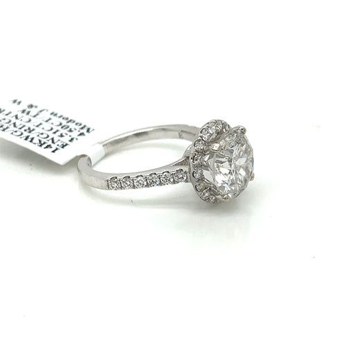 14k White Gold 4.50 CT Diamond Halo Engagement Ring, 4.4gm, Size 6,