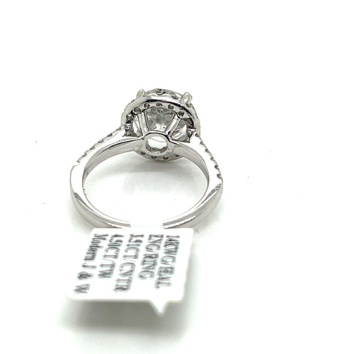 14k White Gold 4.50 CT Diamond Halo Engagement Ring, 4.4gm, Size 6,