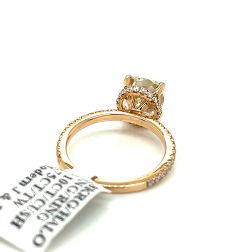 18k Rose Gold 3.75 CT Diamond Halo Engagement Ring, 3.9gm, Size 6.5
