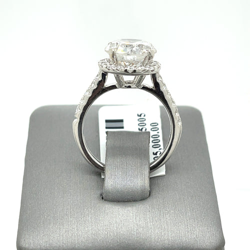 14k White Gold 4.50 CT Diamond Halo Engagement Ring, 4.4gm, Size 6,