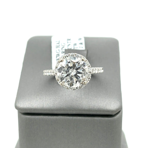 14k White Gold 4.50 CT Diamond Halo Engagement Ring, 4.4gm, Size 6,