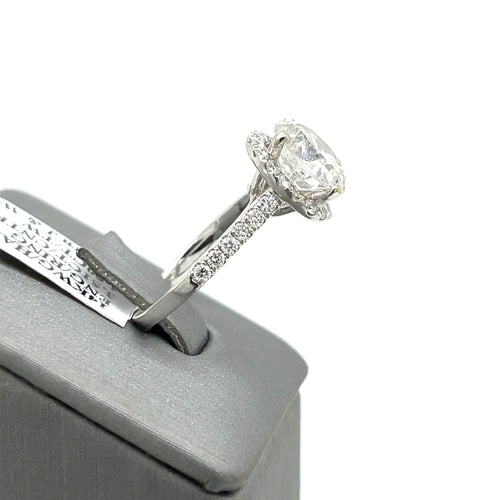 14k White Gold 4.50 CT Diamond Halo Engagement Ring, 4.4gm, Size 6,