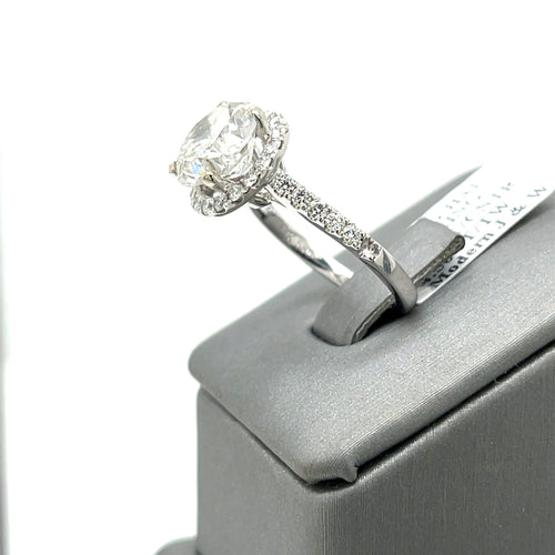 14k White Gold 4.50 CT Diamond Halo Engagement Ring, 4.4gm, Size 6,