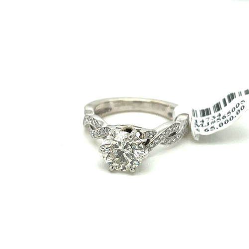 14k White Gold 1.50 CT Diamond Engagement Ring, 6.1gm, Size 7.25