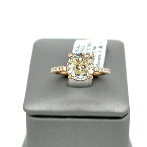 18k Rose Gold 3.75 CT Diamond Halo Engagement Ring, 3.9gm, Size 6.5