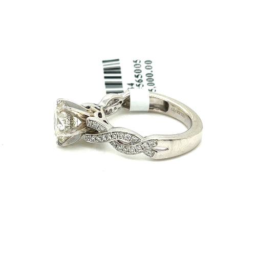 14k White Gold 1.50 CT Diamond Engagement Ring, 6.1gm, Size 7.25