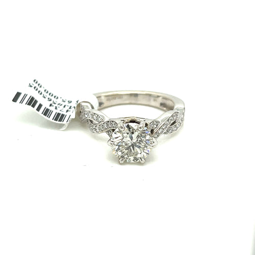 14k White Gold 1.50 CT Diamond Engagement Ring, 6.1gm, Size 7.25