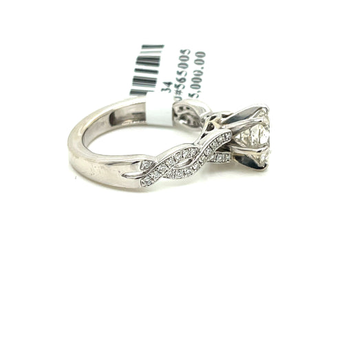 14k White Gold 1.50 CT Diamond Engagement Ring, 6.1gm, Size 7.25
