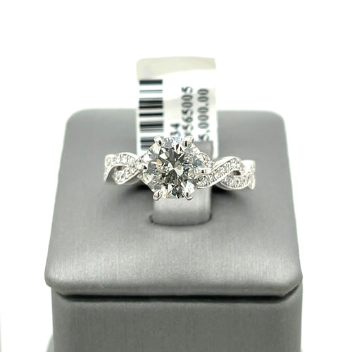 14k White Gold 1.50 CT Diamond Engagement Ring, 6.1gm, Size 7.25