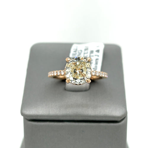 18k Rose Gold 3.75 CT Diamond Halo Engagement Ring, 3.9gm, Size 6.5