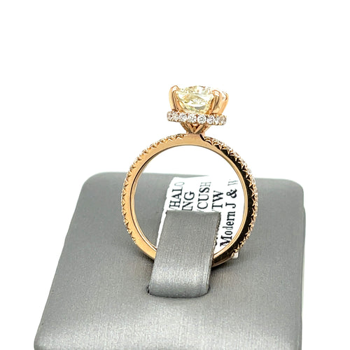18k Rose Gold 3.75 CT Diamond Halo Engagement Ring, 3.9gm, Size 6.5