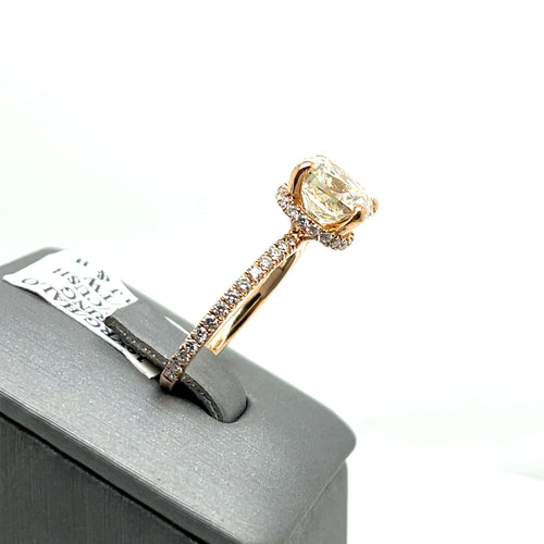 18k Rose Gold 3.75 CT Diamond Halo Engagement Ring, 3.9gm, Size 6.5
