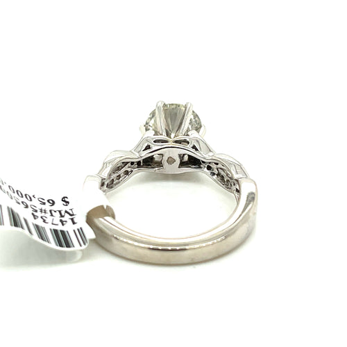 14k White Gold 1.50 CT Diamond Engagement Ring, 6.1gm, Size 7.25