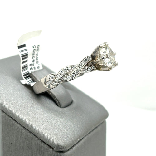 14k White Gold 1.50 CT Diamond Engagement Ring, 6.1gm, Size 7.25