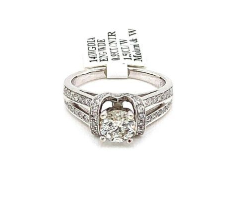14k White Gold 1.50 CT Diamond Engagement Ring, 4.5gm, Size 7