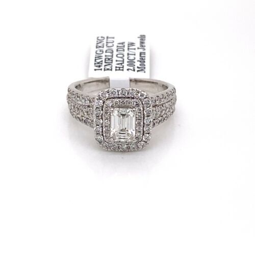 14k White Gold 2.00 CT Diamond Engagement Ring, 6.2g, Size 7.25