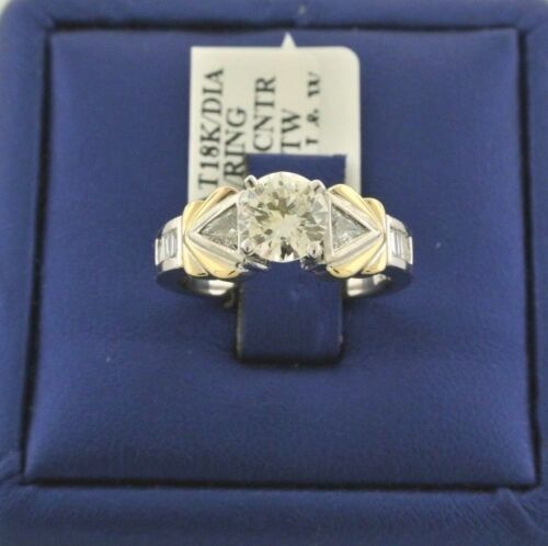 Platinum & 18k Y.G. 1.50 CT Diamond Engagement Ring, Size 6, 10.3gm