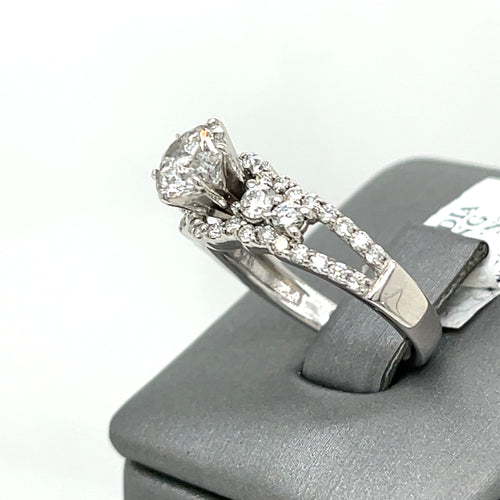 14K White Gold 1.50CT Round Cut Diamond Engagement Ring, Size 7, 3.9G