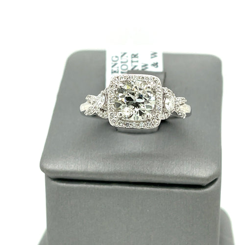 10k White Gold 2.15 CT Diamond Halo Engagement Ring, 5.6gm, Size 7,