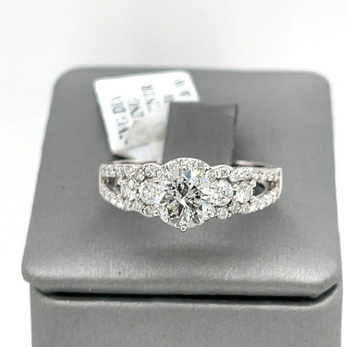 14K White Gold 1.50CT Round Cut Diamond Engagement Ring, Size 7, 3.9G