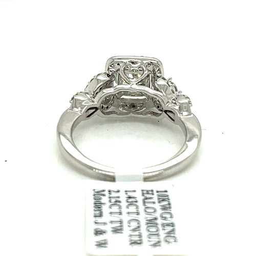 10k White Gold 2.15 CT Diamond Halo Engagement Ring, 5.6gm, Size 7,
