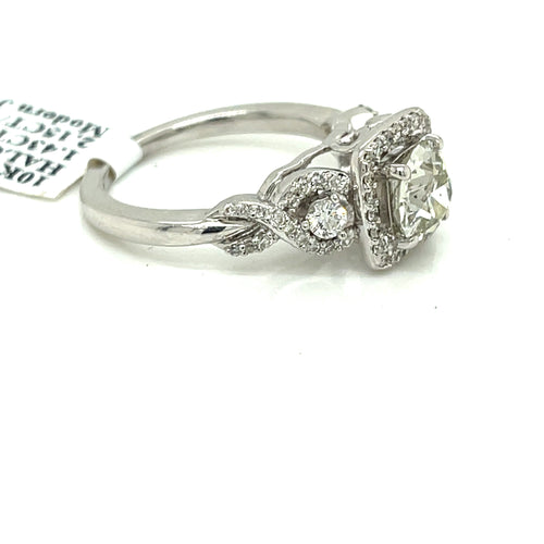 10k White Gold 2.15 CT Diamond Halo Engagement Ring, 5.6gm, Size 7,