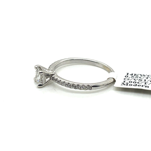 14K White Gold 1.00CT  Princess Cut Diamond Engagement ring, Size 7.5, 2.2g