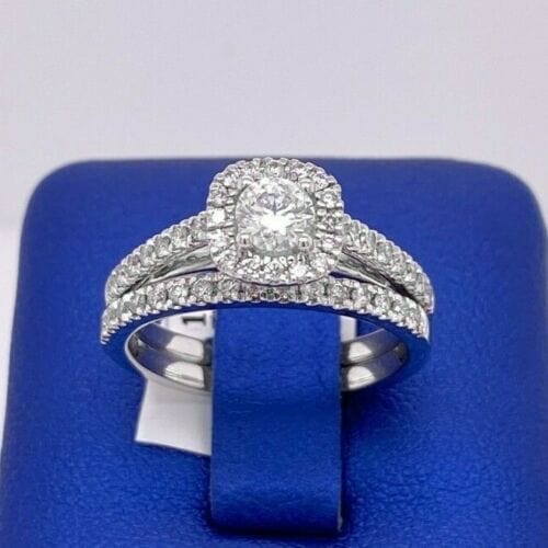 14k White Gold 1.15 CT Diamond Engagement Ring Set, 5.3 g, Size 7,