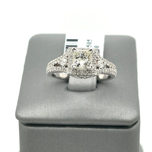14K White Gold 1.50CT  Princess Diamond Engagement ring, Size 6.75, 4.9g