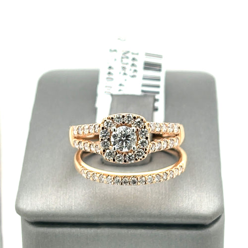 14k Rose Gold 1.50 CT Diamond Engagement Ring Set, 5.5gm, Size 7