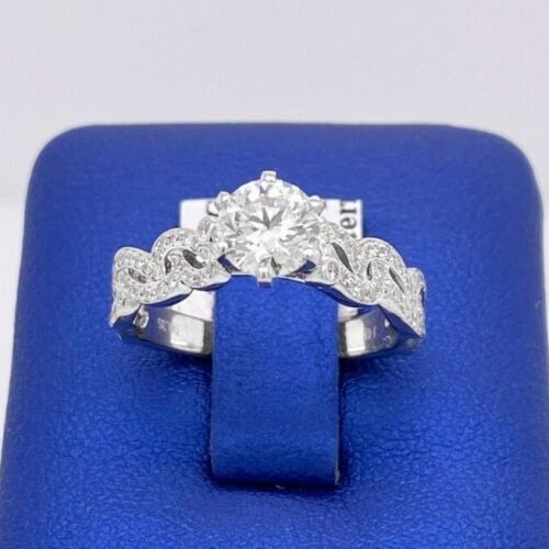 14k White Gold 1.25 CT/TW Diamond Double Row Twist Engagement Ring 4.1g