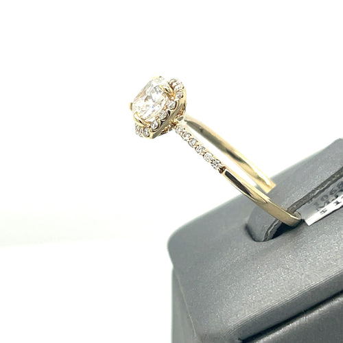 14k Yellow Gold 1.25 Ct Diamond Cushion Cut Engagement Ring, Size 6.5