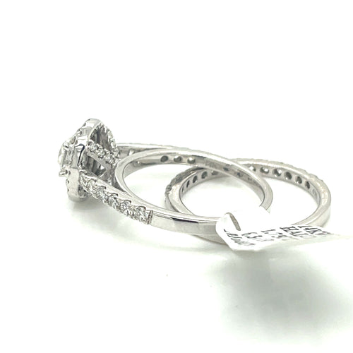 14k White Gold 1.75 CT Diamond Oval Halo Engagement Ring set, Size 7