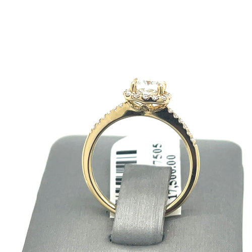 14k Yellow Gold 1.25 Ct Diamond Cushion Cut Engagement Ring, Size 6.5