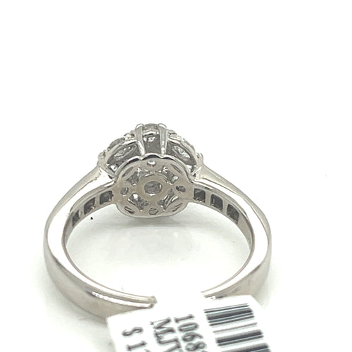18k White Gold 1.58 CT Round Cut Diamond Engagement Ring, 4.8g, size 6.5