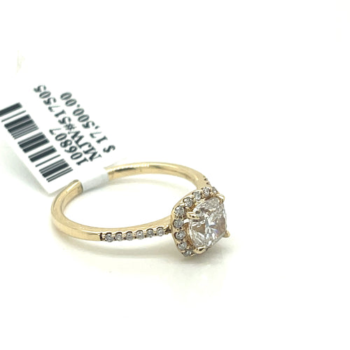 14k Yellow Gold 1.25 Ct Diamond Cushion Cut Engagement Ring, Size 6.5