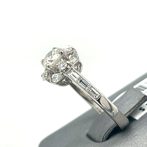 18k White Gold 1.58 CT Round Cut Diamond Engagement Ring, 4.8g, size 6.5