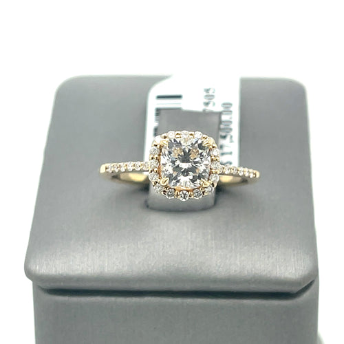 14k Yellow Gold 1.25 Ct Diamond Cushion Cut Engagement Ring, Size 6.5