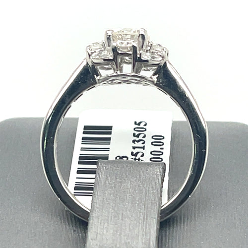 18k White Gold 1.58 CT Round Cut Diamond Engagement Ring, 4.8g, size 6.5