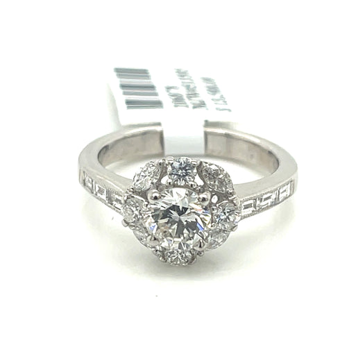 18k White Gold 1.58 CT Round Cut Diamond Engagement Ring, 4.8g, size 6.5